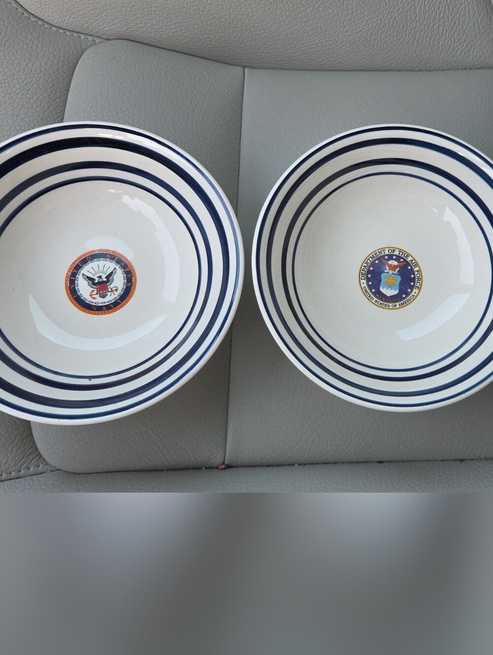 Todays Home,Navy Stripe Ceramic Bowls - White and Navy, Air Force And Navy Bowls